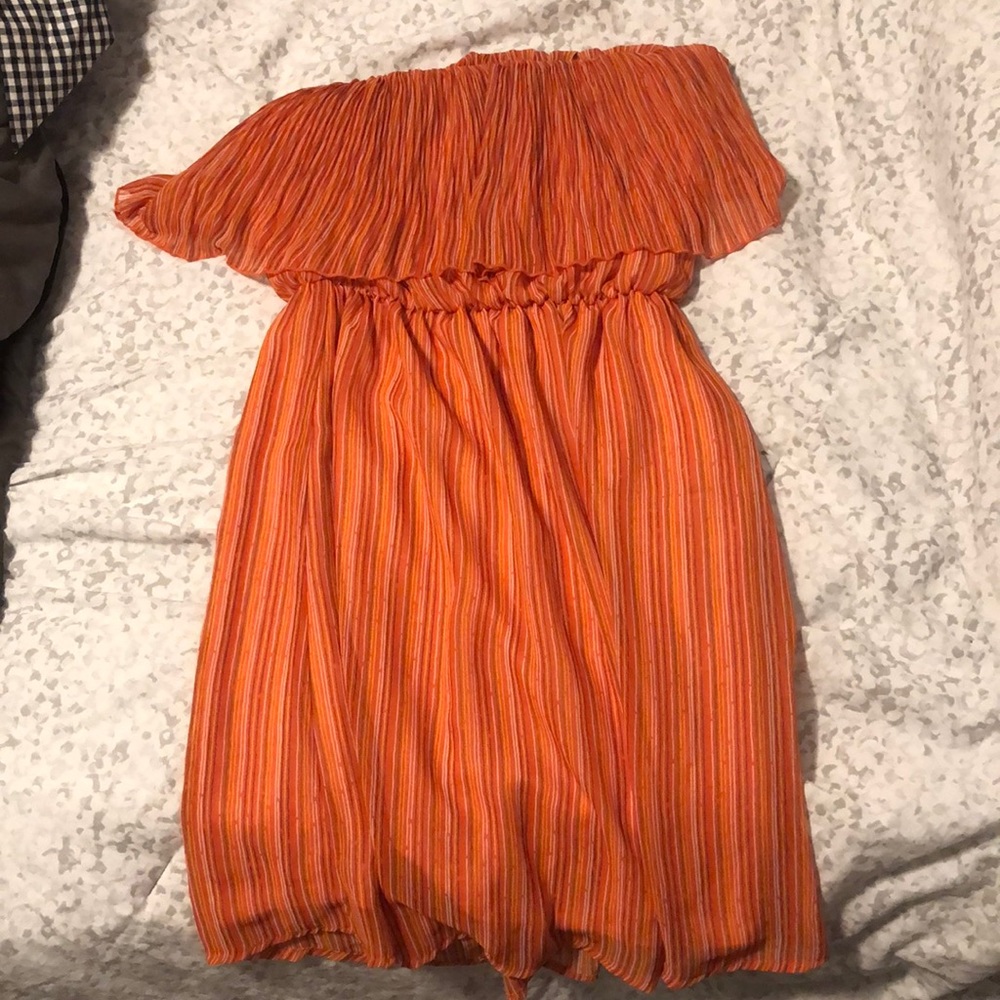 Strapless orange dress